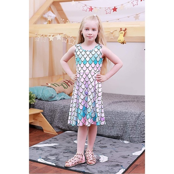 Vibrant Space and Mermaid Kids Dress Set - Picture 9 of 15